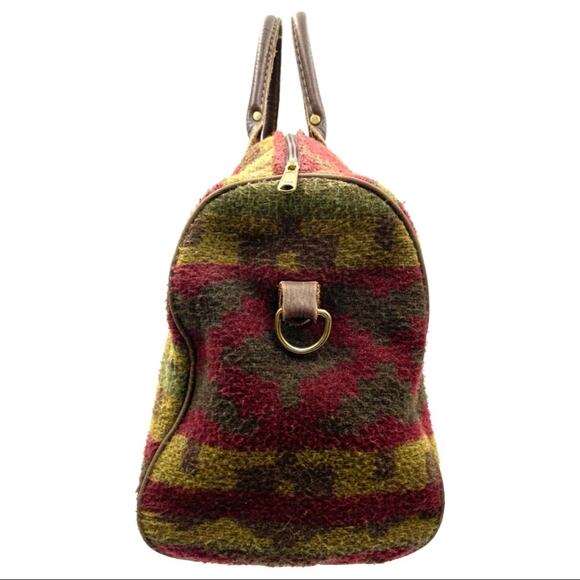 WEEKENDER mini-bag Pendleton & J. Crew style Unbranded VINTAGE leather handle - Picture 2 of 14